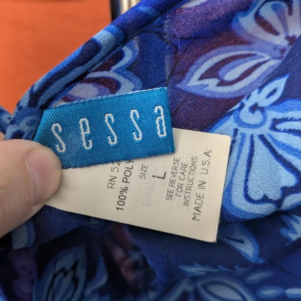 Sessa Blue Floral Beach Cover-Up Pants Size L